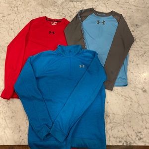 Three Under Armor Lng Sleeve Boys YLG XLG Tops